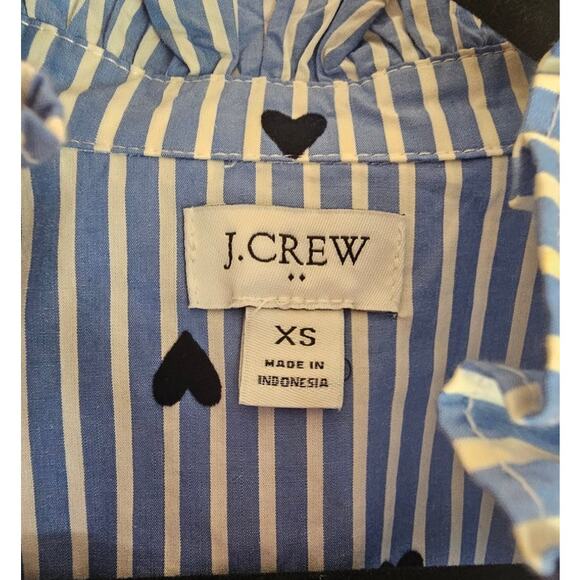 J Crew Heart, Striped, Button Down, Ruffled Neck, Blouse / Shirt, NWOT, Sz XS - Picture 11 of 12